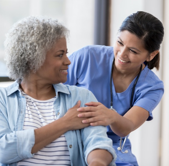 Nurse and female patient